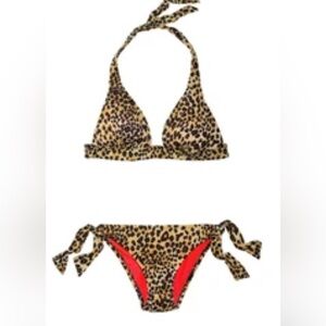 Victoria's Secret Leopard Print Bikini with Bright Orange